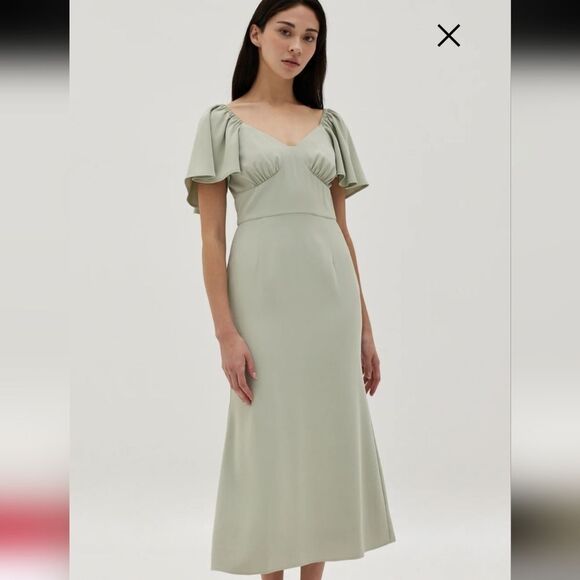 Love, Bonito Valorie Flutter Sleeve Mermaid Midi Dress Size 10 Willow Shade - Picture 14 of 16